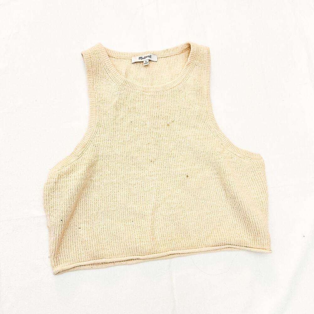 Madewell Knit Sleeveless Crop Top Cream Size Medium